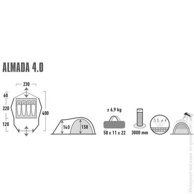 Палатка HIGH PEAK Almada 4.0 Nimbus Grey (11571)