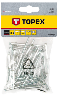 Заклепки TOPEX 43E302 алюмінієві, 50 шт., 3.2x10 мм